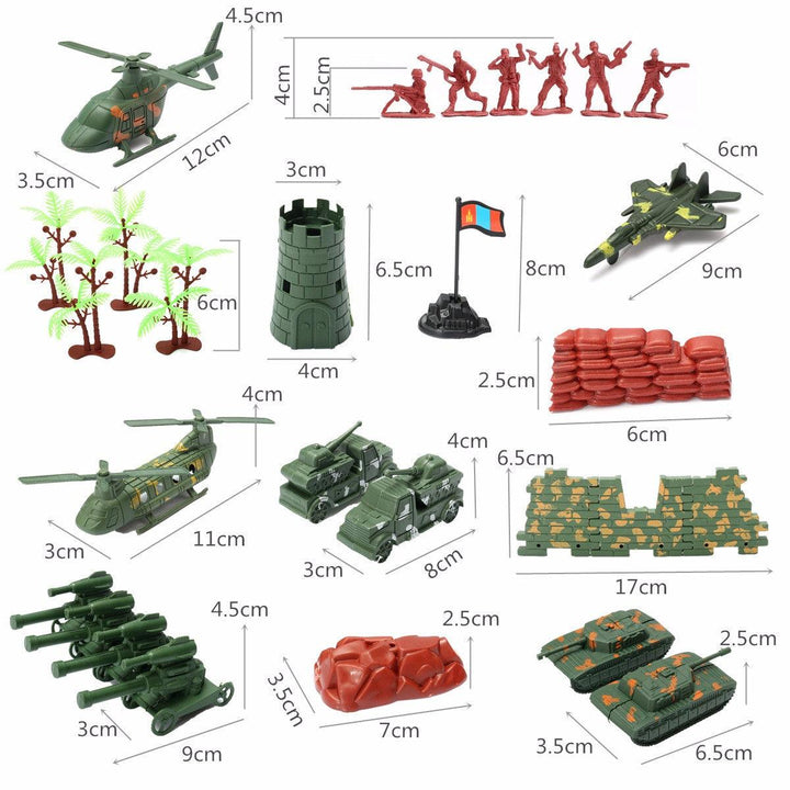 270Pcs Military Soldiers Toy Kit Army Men Figures & Accessories Model For Sand Box - MRSLM