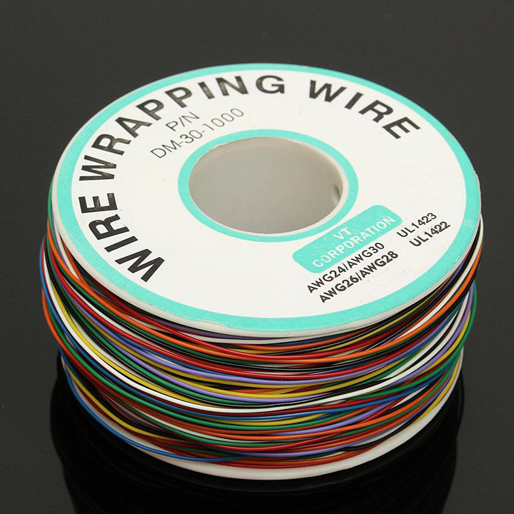DANIU 250M 8-Wire Colored Insulated P/N B-30-1000 30AWG Wire Wrapping Cable Wrap Reel - MRSLM