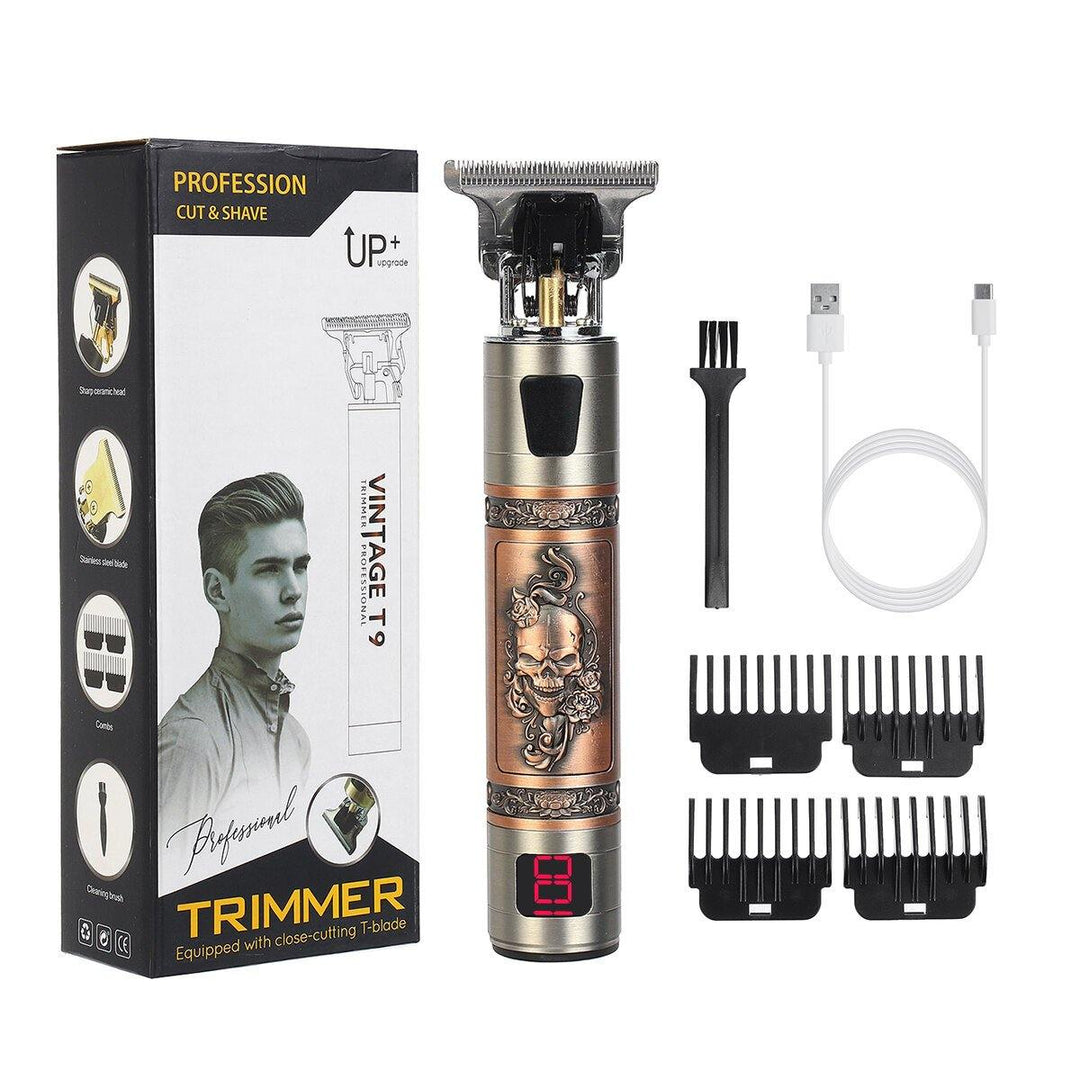 Men's Electric Hair Clipper USB Charging Hair Shaver Digital Display Haircut Machine W/ 4 Limit Comb - MRSLM