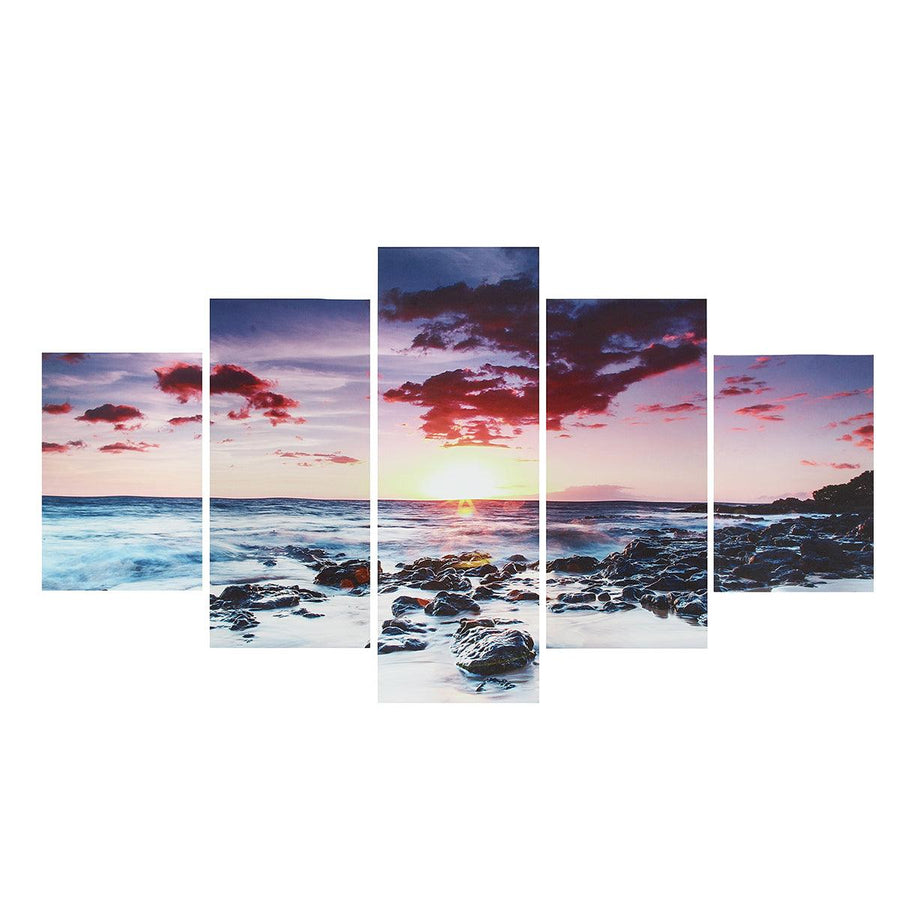 5 Piece Wall Art Canvas Sunset Sea Wall Art Picture Canvas Painting Home Decor Wall Pictures for Living Room No Framed - MRSLM