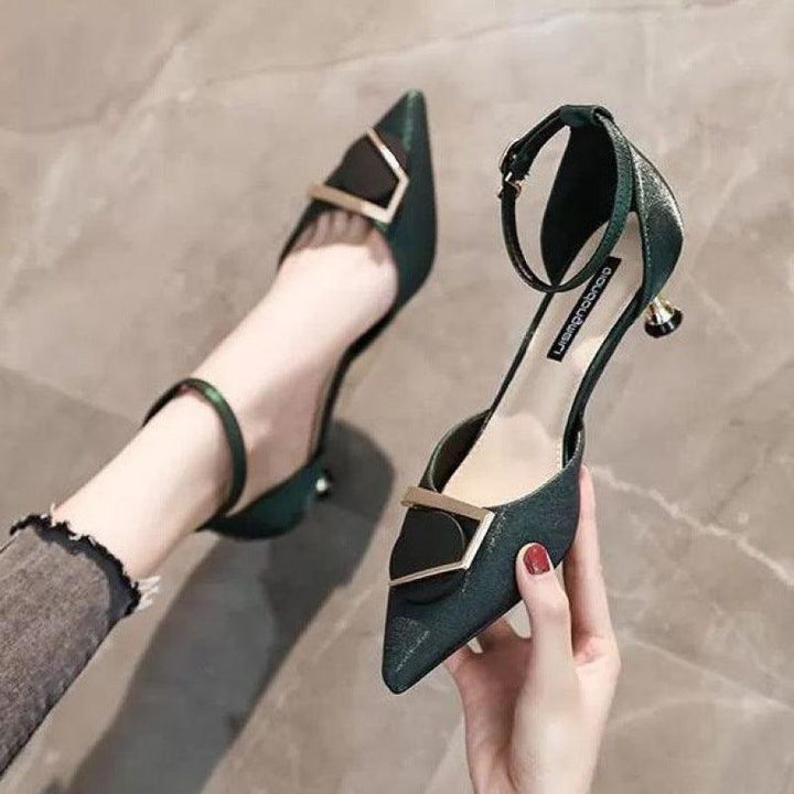 Pointed Toe Low-heel Sandals With A Buckle - MRSLM
