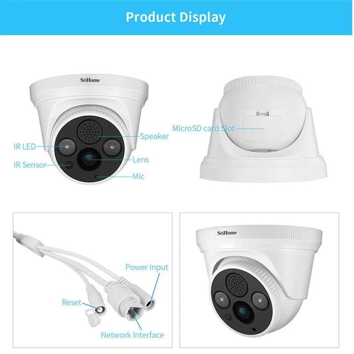 SriHome SH030 HD 3MP 1296 P IP Camera H.265 ONVIF Wifi Camera AP Hotspot 3X Digital Zoom Motion Detections Alarm Security CCTV Cam - MRSLM