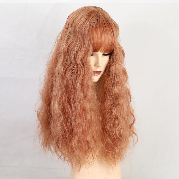 22 "Synthetic Hair Women Wigs Long Curly with Bangs Wig Orange - MRSLM