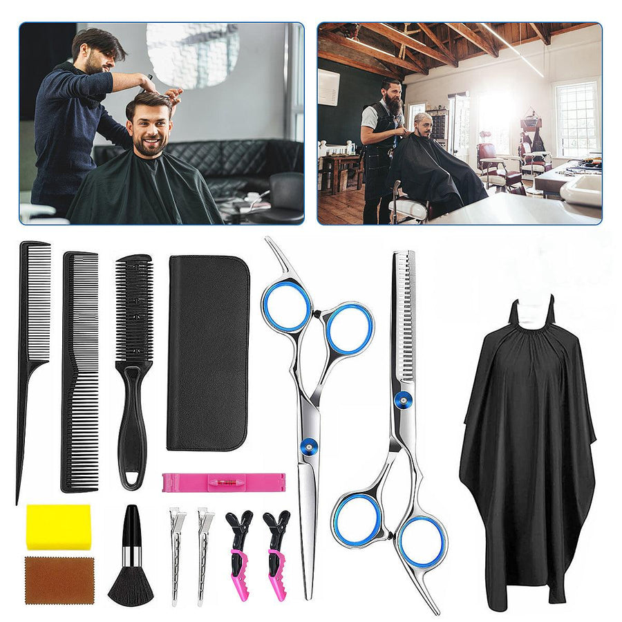 15PCS Barber Hair Cutting Shears Professional Scissors set Thin Salon Hairdress - MRSLM