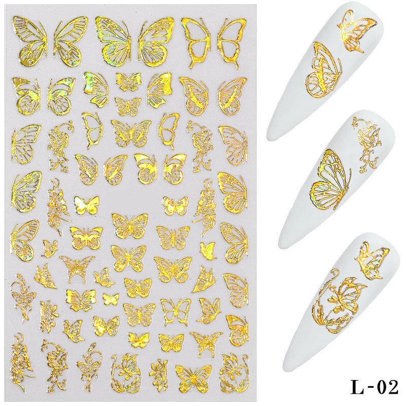 3D Holographic Nail Art Stickers Colorful DIY Butterfly Nail Transfer Decals - MRSLM