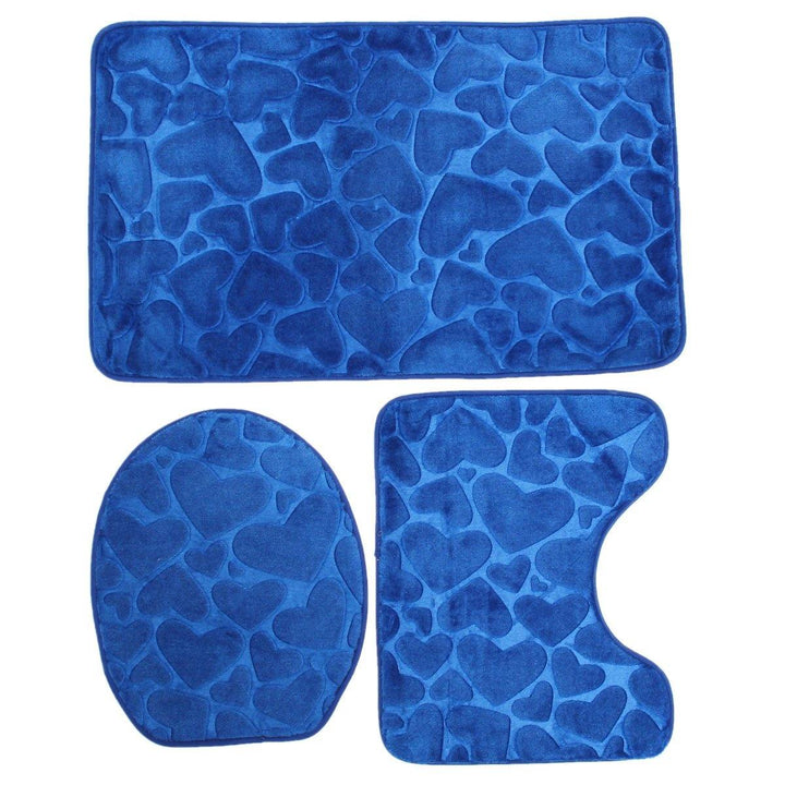 Luxury Foot 3 Piece Toliet Seat Covers Small Bath Mat Set Pedestal Mats Seat Covers Set Anti Slip - MRSLM