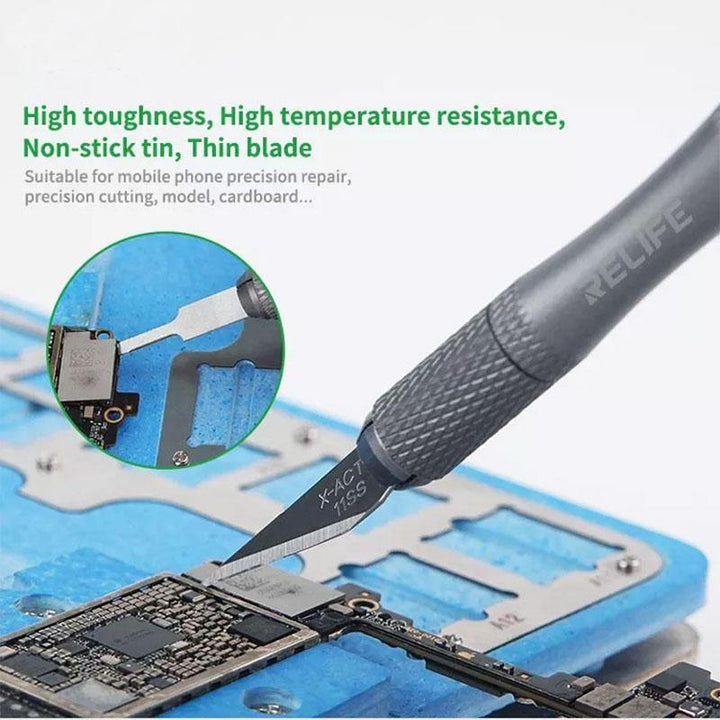 Relife 8 in 1 CPU IC Glue Remover Motherboard BGA Chip Glue Cleaning Scraping Pry DIY Scrapbooking Crafts Carving Blade - MRSLM