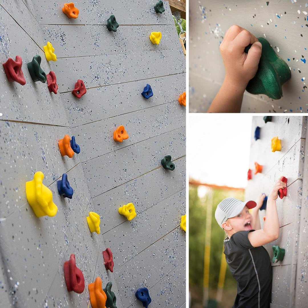 10pcs Plastic Colorful Textured Climb Rock Wall Stones Kids Assorted Holds Climbing Ascender - MRSLM
