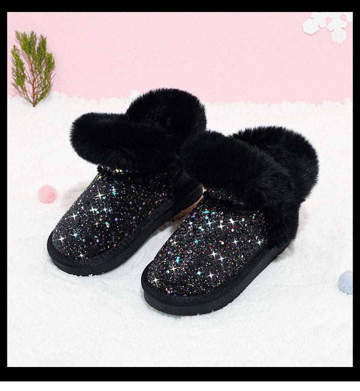 Girls Snow Boots Children's Shoes Baby Thickening And Velvet Cotton - MRSLM