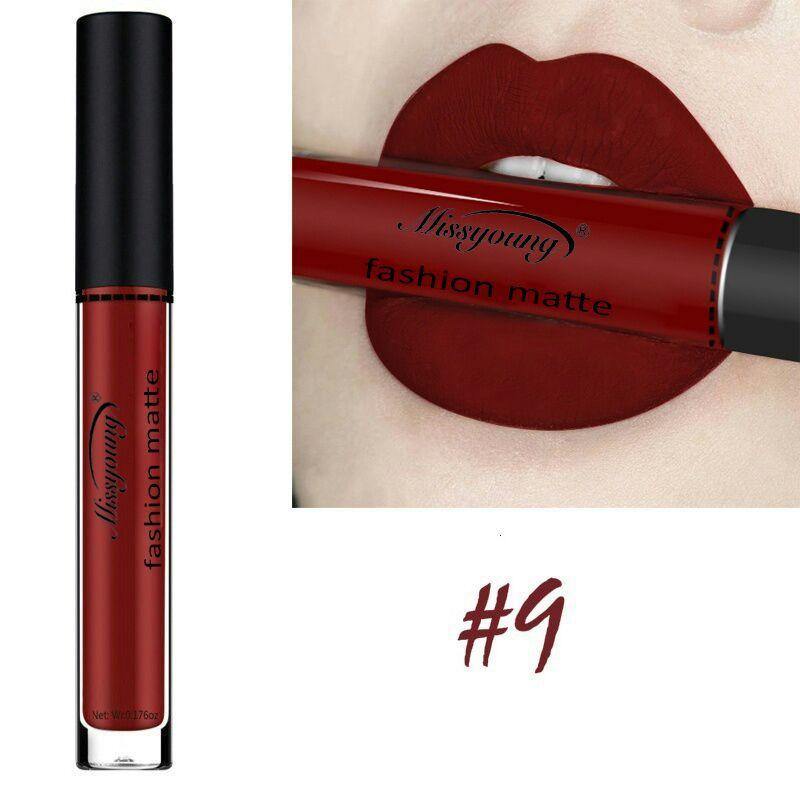 Missyoung Matte Lip Gloss Lips Lipstick Long Lasting Liquid Cosmetics Exaggerated Makeup - MRSLM