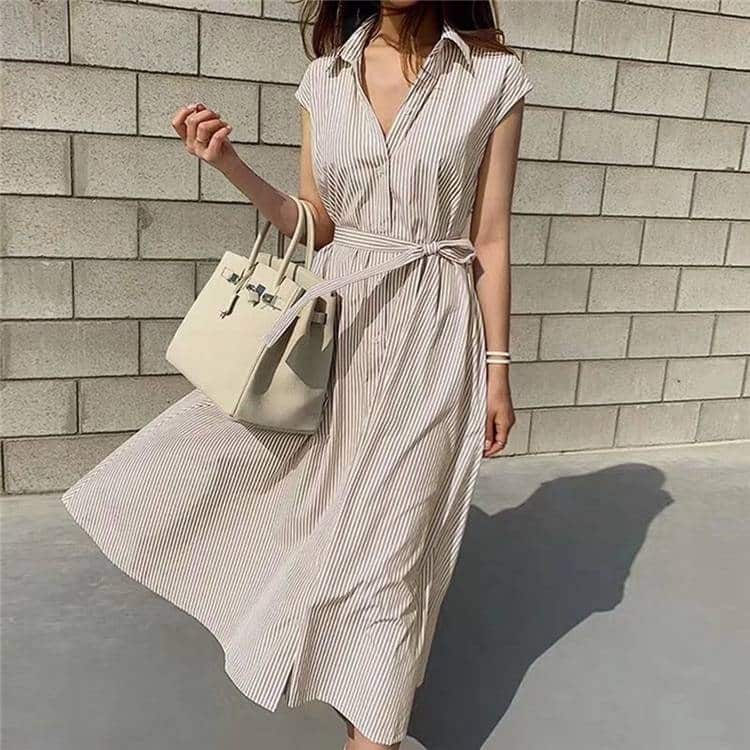 Striped Oversized Women's Maxi Dress in Casual