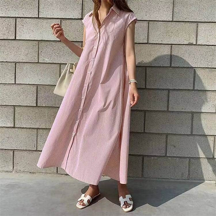 Striped Oversized Women's Maxi Dress in Casual