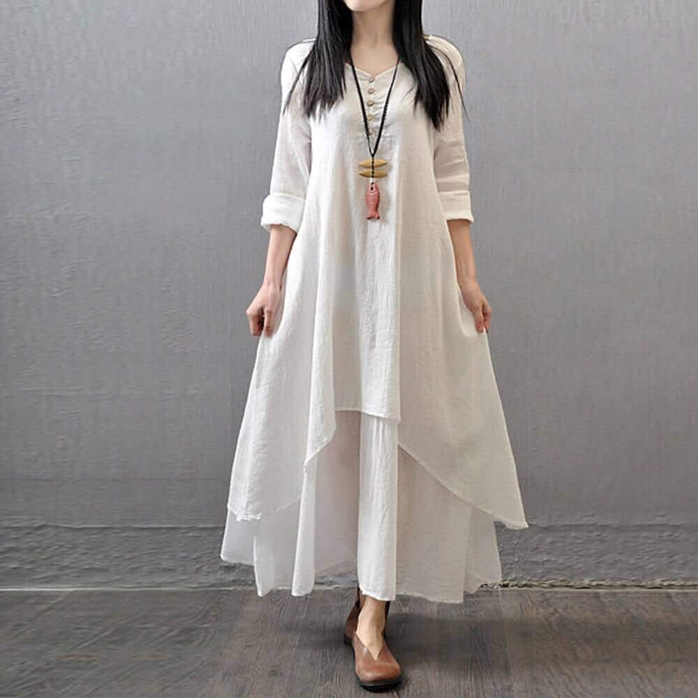 Women's Boho Linen Maxi Dress