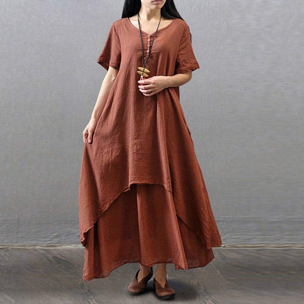 Women's Boho Linen Maxi Dress