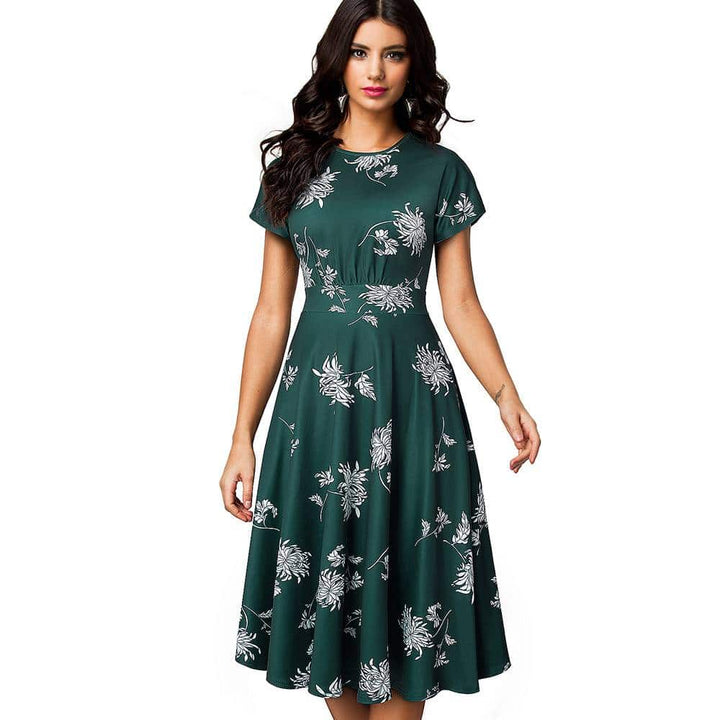 Floral Printed Pleated A-Line Dress for Women