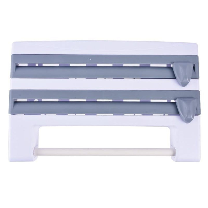 4 in 1 Wall-Mounted Kitchen Cling Film Tin Foil Storage Rack Organizer Holder Multifunctional Gray ABS Paper Towel Holder Shelf - MRSLM