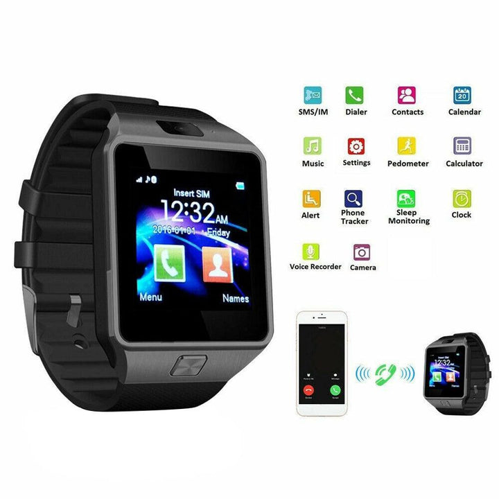 Bluetooth Smart Watch DZ09 Phone With Camera Support TF Card SmartWatch Phone Call Watch for Smart Phone - MRSLM
