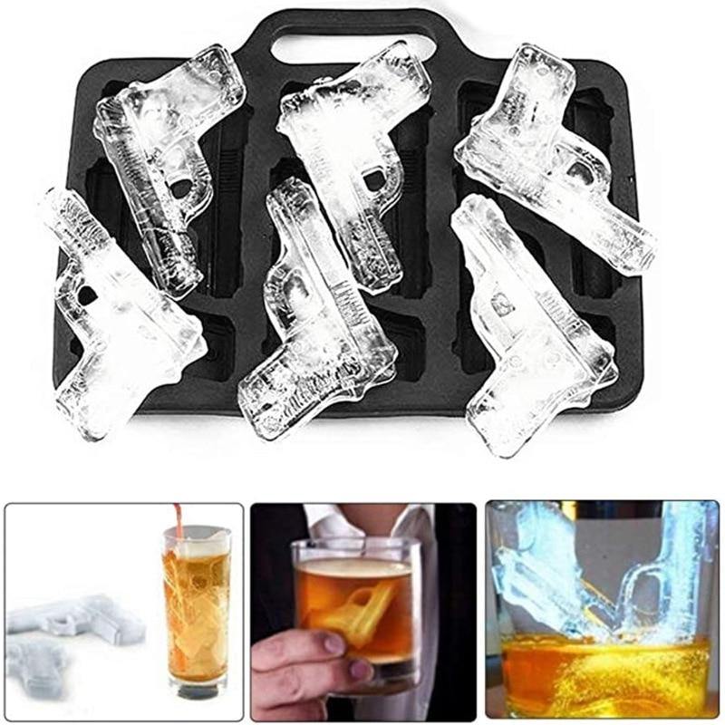Ice Cube Maker DIY Creative Silica Gel Gun Bullet Skull Shape Tray Mold Home Bar Party Cool Whiskey Wine Ice Cream Bar Tool - MRSLM
