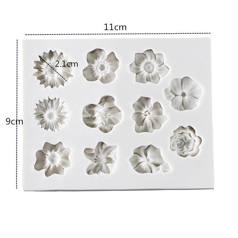 Sunflower Rose Flowers Shape Silicone Mold Cake Border DIY Decoration Chocolate Sugar Craft Polymer Clay Crafts 3D Mould Tools - MRSLM