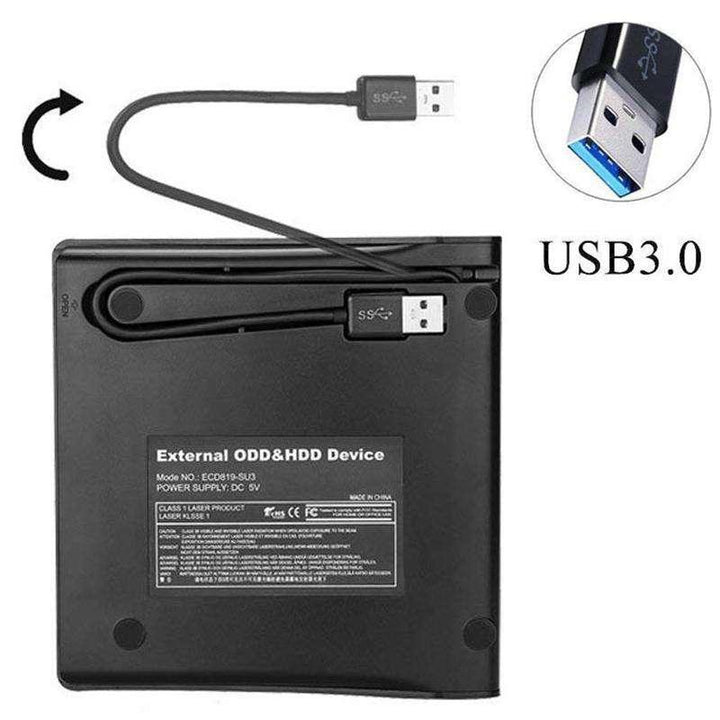 USB 3.0 Slim External DVD RW CD Writer Drive Burner Reader Player Optical Drives for Laptop PC - MRSLM