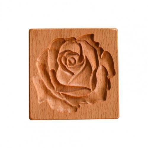 Flower Rose Pinecone Cookie Cutter 3D Biscuit Mold Wooden Gingerbread Cookie Stamp Embossing Baking Mold For Kitchen - MRSLM