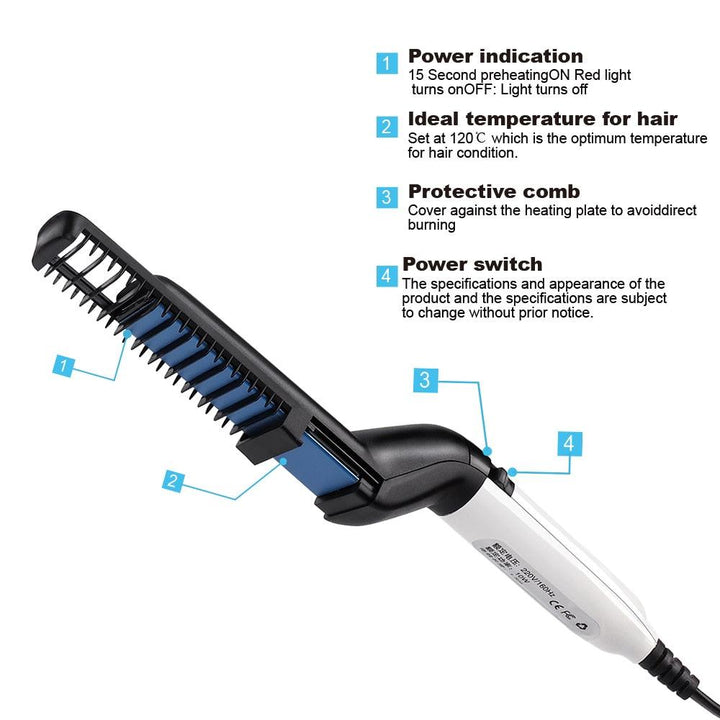VIP Dropshipping Men Quick Beard Straightener Styler Comb Multifunctional Hair Curler Show Cap Tool Electric Heating Hair Brush - MRSLM
