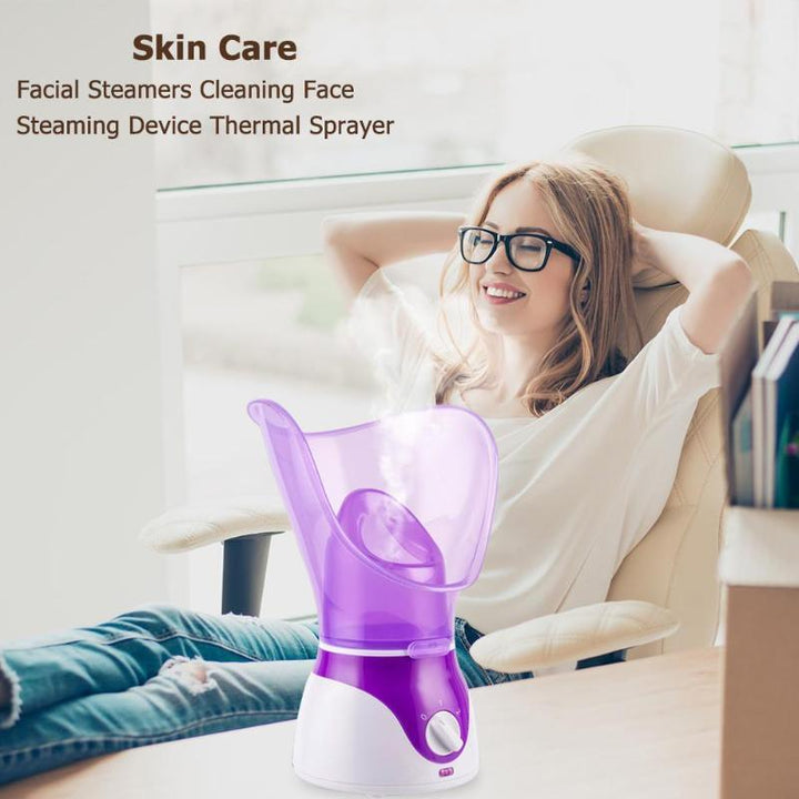 Facial Steamers Cleaning Deep Clean Cleaner Facial Face Steaming Device Thermal Sprayer Skin Vaporizer with Adapter - MRSLM