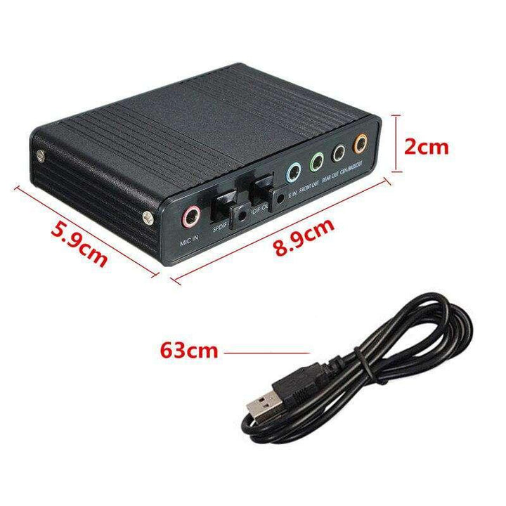 External Sound Card USB 7 Channel 5.1 External Audio Music Sound Card Soundcard For Laptop PC with Driver CD + USB Cabler (Black) - MRSLM