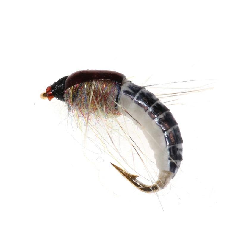 Hot 6Pcs/Set #12 Realistic Nymph Scud Fly for Trout Fishing Artificial Insect Bait Lure Simulated Scud Worm Fishing Lure (1) - MRSLM