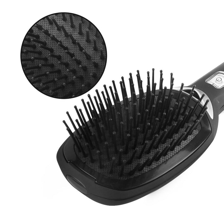 2.0 Ionic Electric Hair Brush Release Anti Frizz Double Negative Ions Scalp Massage Comb Hair Straightener Comb Hair Styling (Black) - MRSLM
