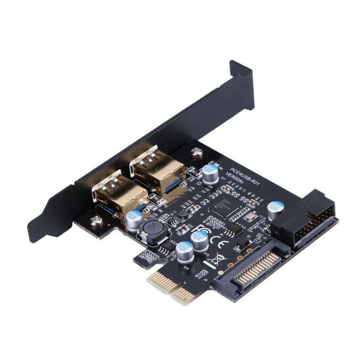 Super Speed USB 3.0 PCI-E 2 Port PCI Express Expansion Card 19-Pin Power Connector for Desktops PC - MRSLM