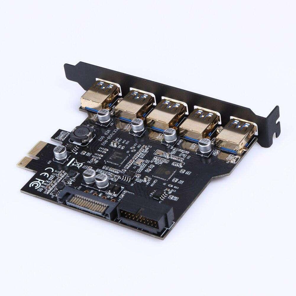Super Speed PCI-E to USB 3.0 19-Pin 5 Port PCI Express Expansion Card Adapter SATA 15Pin Connector with Driver CD for Desktop - MRSLM