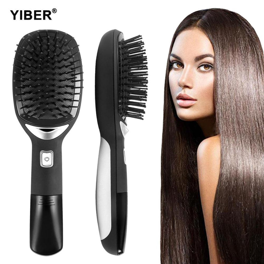 2.0 Ionic Electric Hair Brush Release Anti Frizz Double Negative Ions Scalp Massage Comb Hair Straightener Comb Hair Styling (Black) - MRSLM