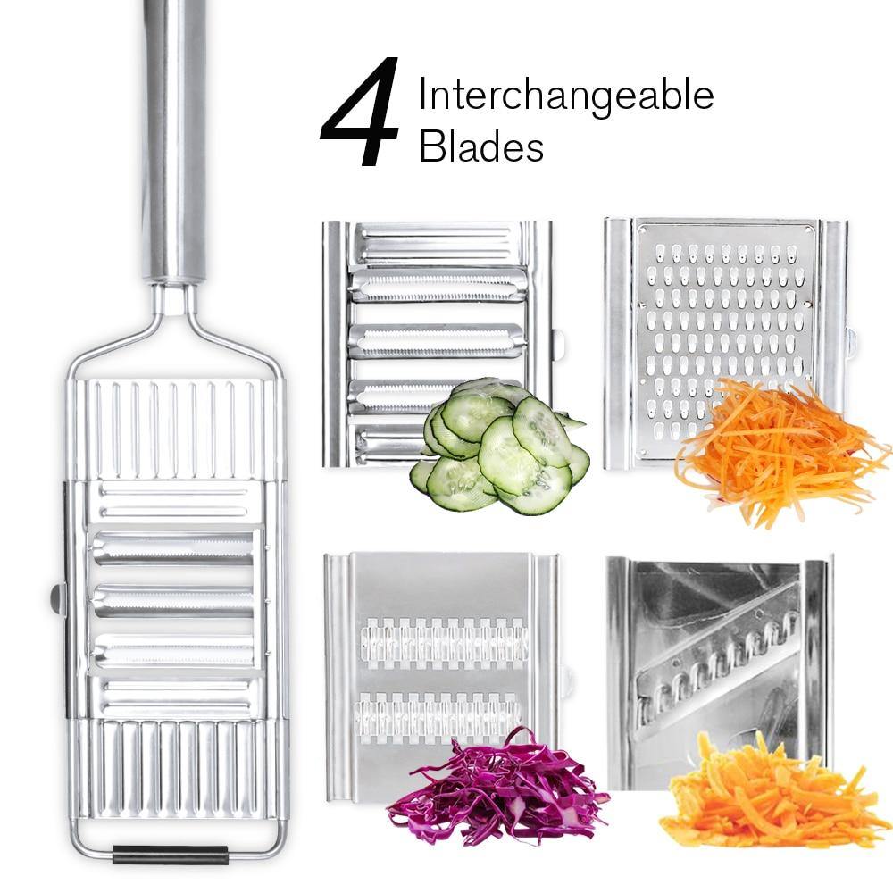Shredder Cutter Stainless Steel Portable Manual Vegetable Slicer Easy Clean Grater With Handle Multi Purpose Home Kitchen Tool - MRSLM