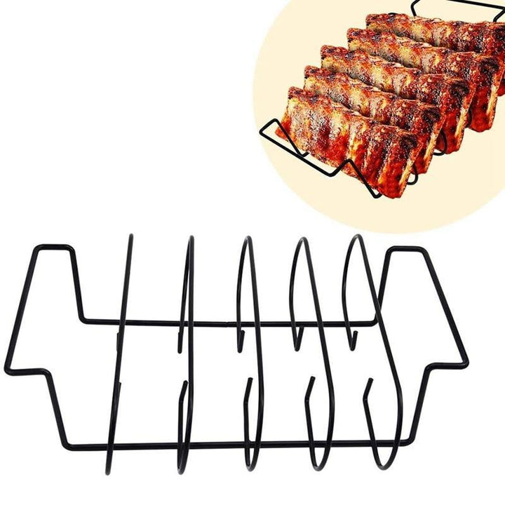 Rib Racks BBQ Rib Rack for Gas Smoker or Charcoal Grill - Non Stick Standing Rib Rack for Grilling & Barbecue - MRSLM