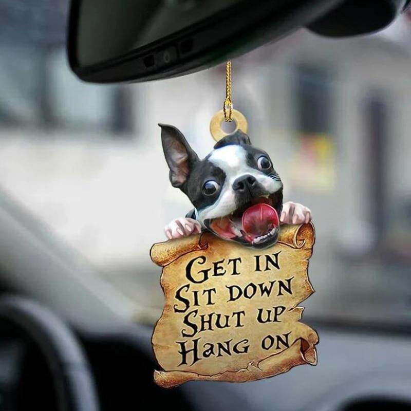 Animal Puppy Ornament Two Sided Car Pendant Gifts Car Rearview Mirror Hanging Ornament Automobile Decor Accessories Interior - MRSLM