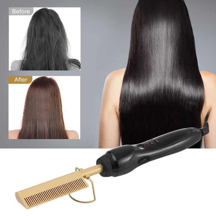 Hot Comb Straightener Professional Hair Flat Irons Curling Brush Titanium Alloy Hair StraighteningComb Environmentally Friendly - MRSLM