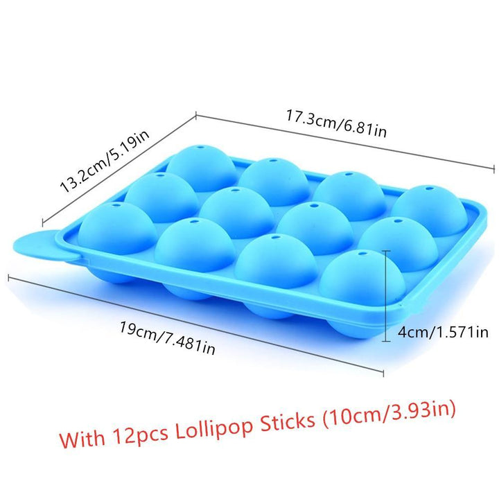 1PC 12/20 Holes Chocolate Ball Cupcake Cookie Candy Maker DIY Baking Tool Silicone Pop Lollipop Mold Stick Tray Cake Mould - MRSLM