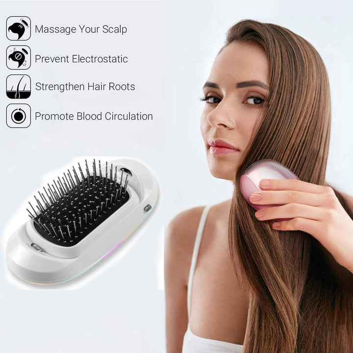 2.0 Fashionic Mini Hair Straightener Protable Negative ion comb Anti-static Massage Straightening comb Electric Hair Ionic Brush - MRSLM
