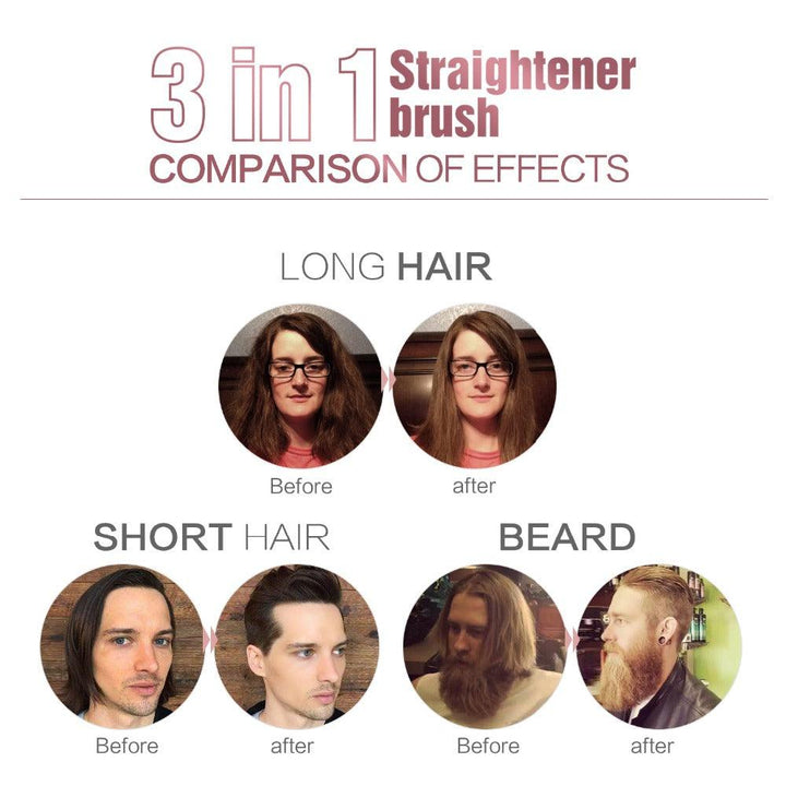 Quick Beard Straightener Multifunctional 3 in 1 Hair Straightening Brush Volumia Style Show Cap Comb Professional Hairdressing - MRSLM