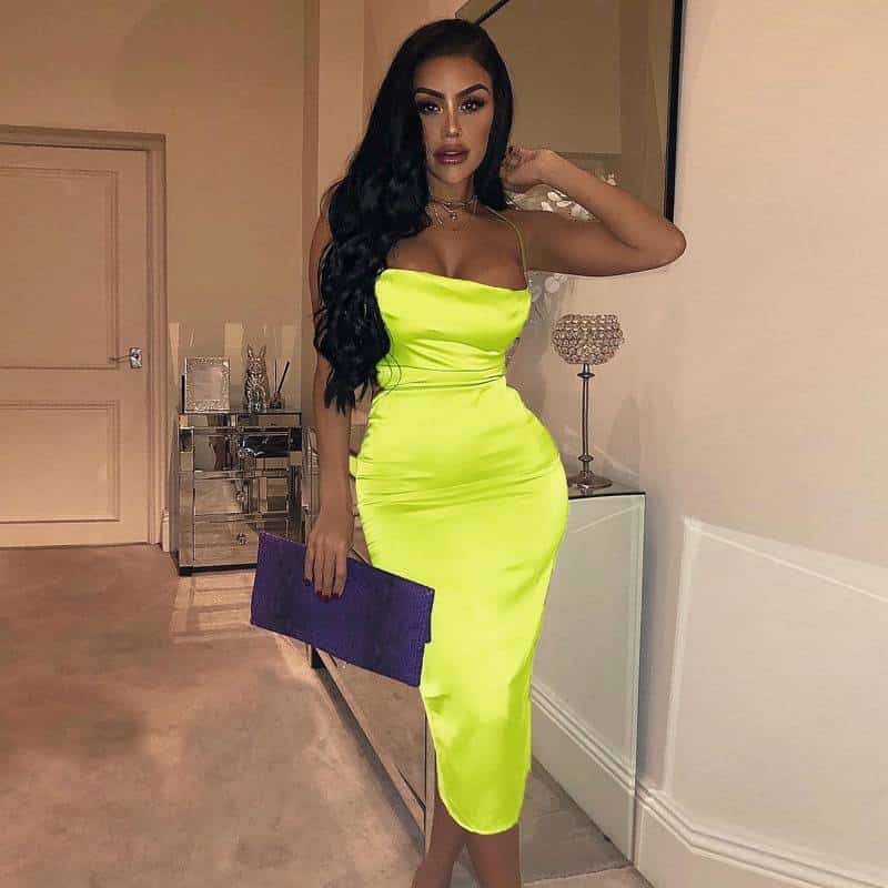 Long Satin Bodycon Dress for Women