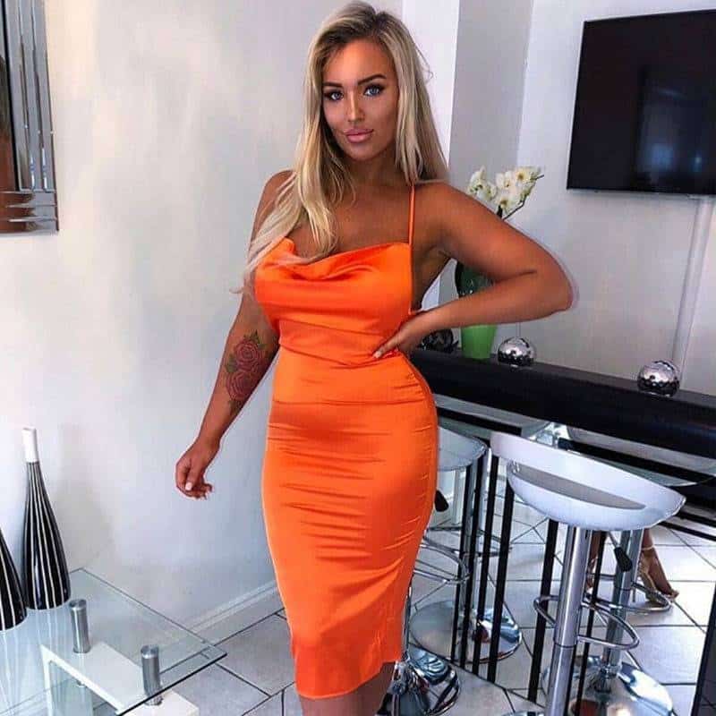 Long Satin Bodycon Dress for Women