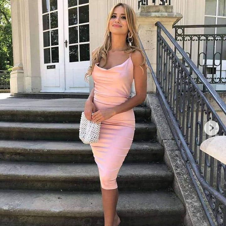 Long Satin Bodycon Dress for Women