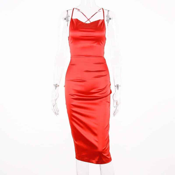 Long Satin Bodycon Dress for Women
