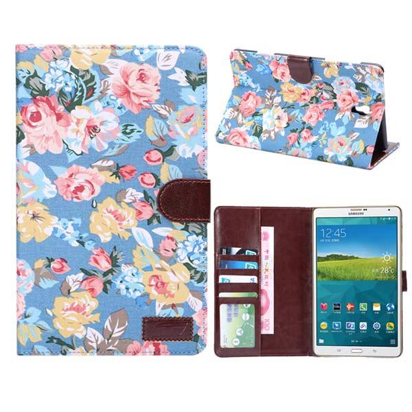 Cotton Print Design Folio PU Leather Case For Samsung Galaxy T700 - MRSLM
