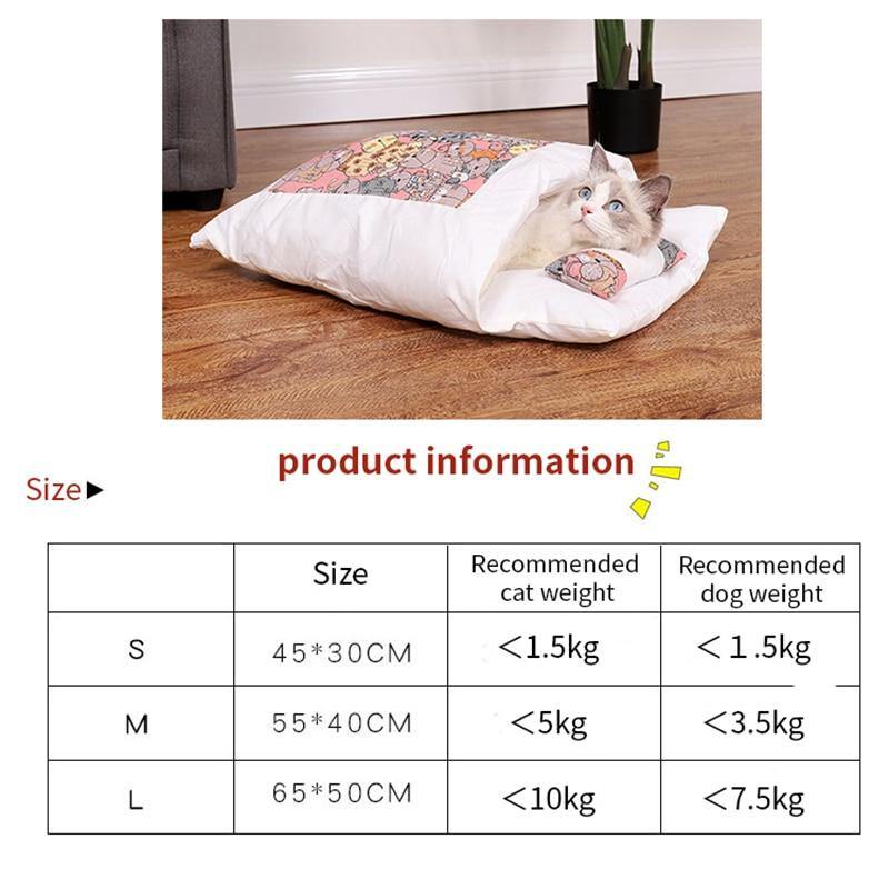 Removable Dog Cat Bed Cat Sleeping Bag Sofas Mat Winter Warm Cat House Small Pet Bed Puppy Kennel Nest Cushion Pet Products - MRSLM