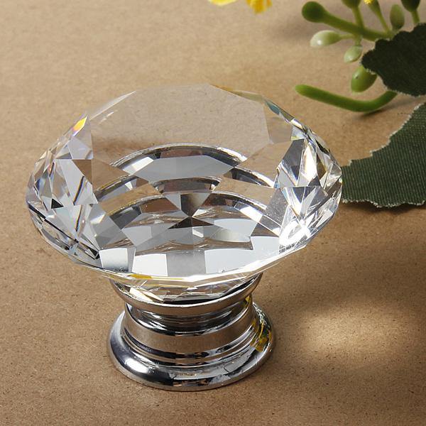 40mm Diamond Crystal Door Knob Drawer Cabinet Handle Knob Screw - MRSLM