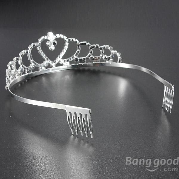 Wedding Bride Crystal Rhinestones Heart-shaped Crown Hair Tiara - MRSLM