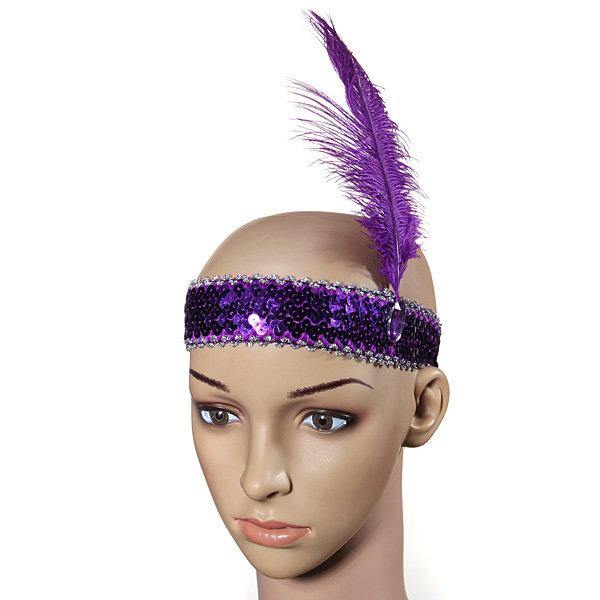 Feather Headbrand Flapper Sequin Costume Fancy Dress Hair Band - MRSLM