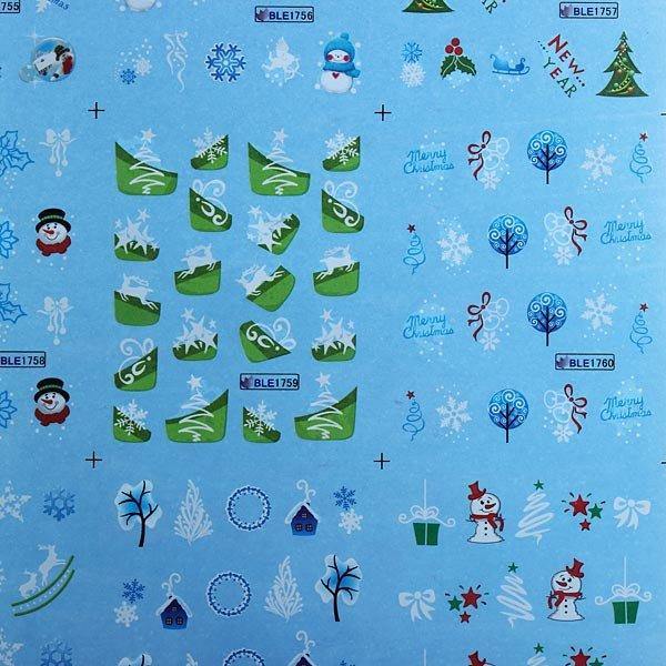 BLE Snowflake French Nail Art Tips Water Transfer Decals Sticker - MRSLM